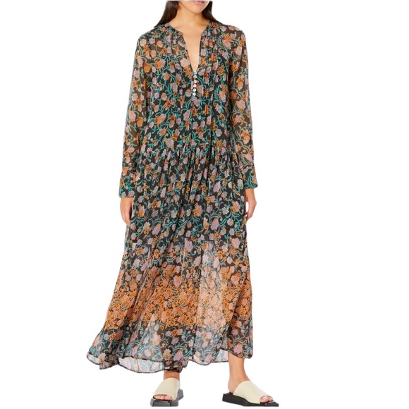 Free People Dresses & Skirts - Free People See It Through Floral Print Long Sleeve Maxi Dress - Size Medium